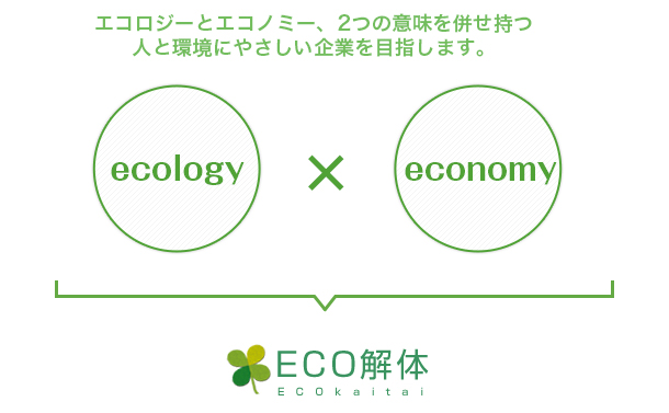 エコロジーとエコノミー、2つの意味を併せ持つ　人と環境にやさしい企業を目指します。